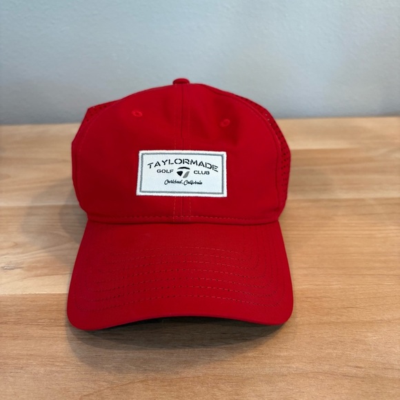 Red Taylor Made Adjustable Men's One Size Sport Golf Breathable Athletic Hat - Picture 2 of 5
